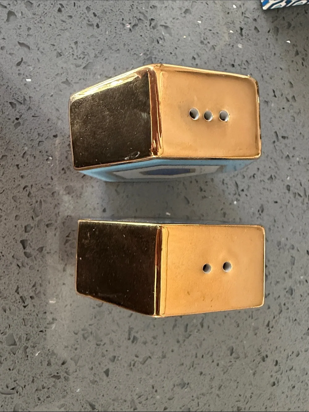 Jonathan Adler Hexagon Salt & Pepper Set - Aqua, Blue, White, Gold